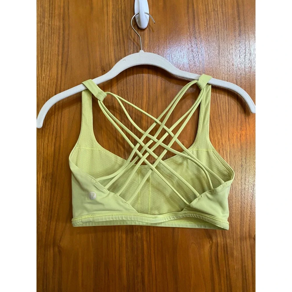 Lululemon Free To Be Wild Sports Bra Size 6 Lime Green‎ Strappy Back Luxtreme